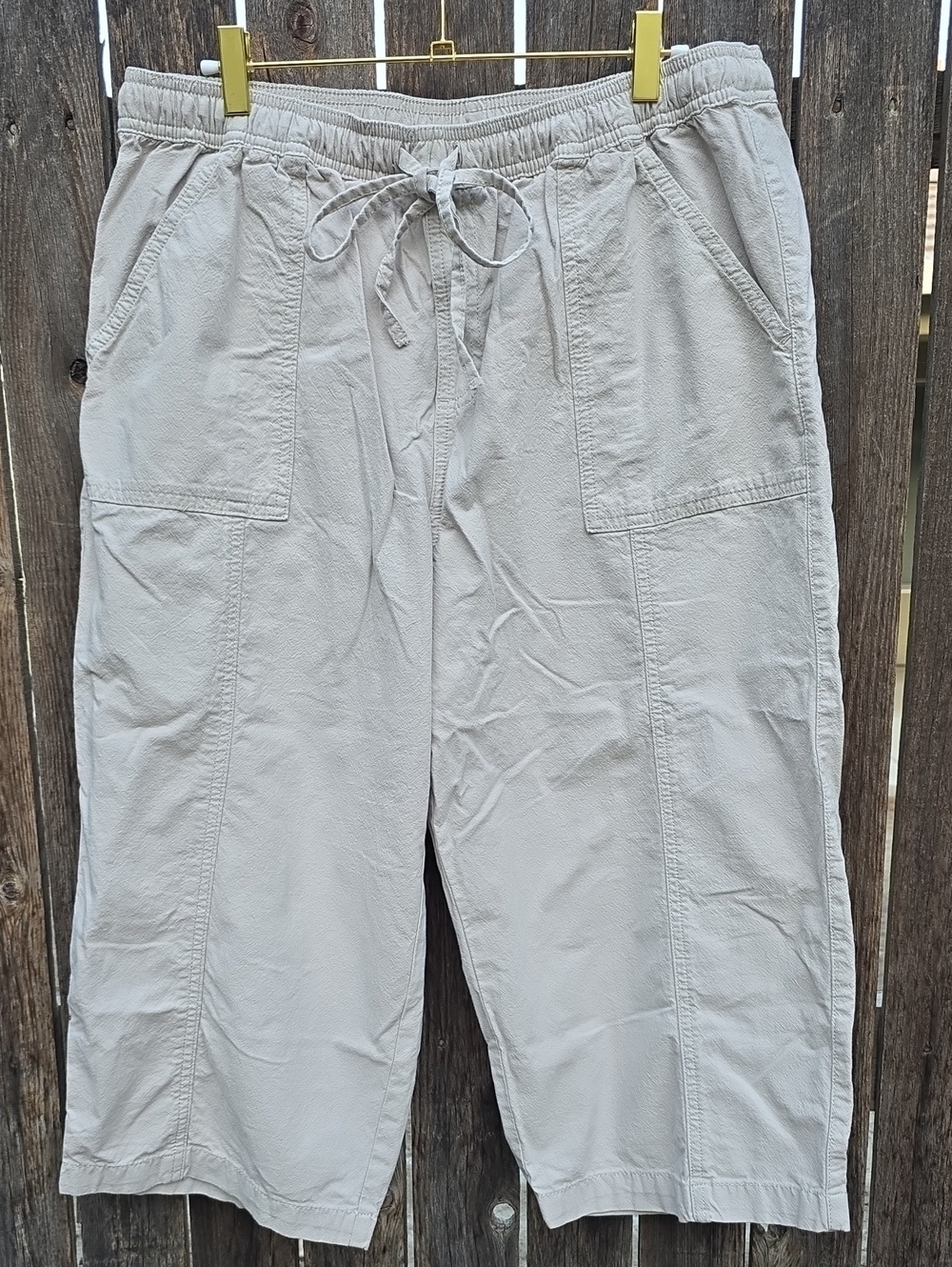 Style & Co. Light Khaki Light Beige Women's Capris with Drawstring Elastic Waist